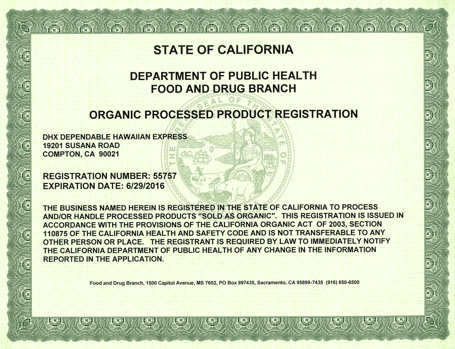 Сертификат FDA. Сертификат p3express. Health Certificate in Italy in food industry. Product registration